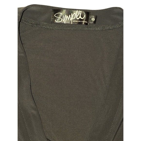 Sympli Tunic Top Womens 8 Black Button Front Stretch Long Sleeve Minimalist - Picture 5 of 9